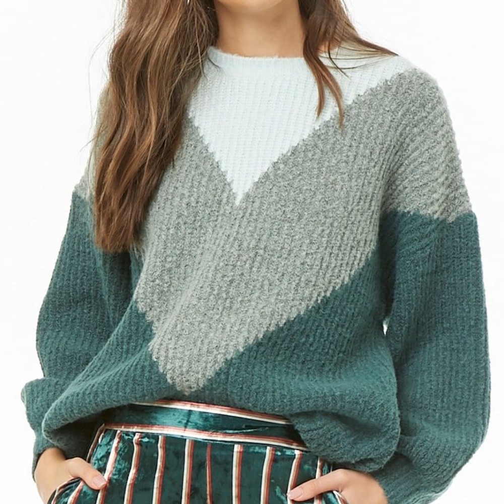 Forever 21 Colorblock Chevron Sweater